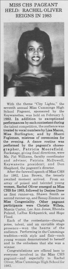 Miss CHS Pageant Held: Rachel Oliver Reigns In 1983 Picture